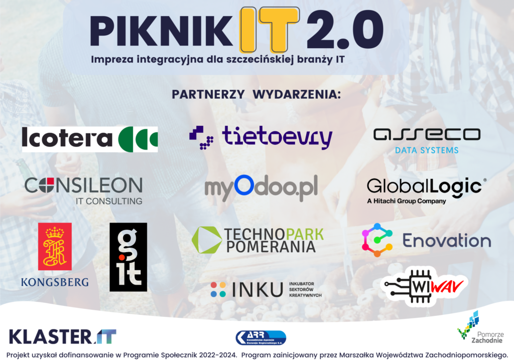 Piknik IT 2.0 - baner reklamowy zawierający logotypy partnerów wydarzenia.